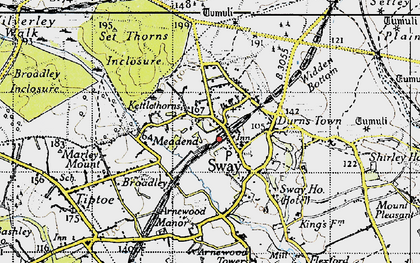 Old map of Sway in 1940