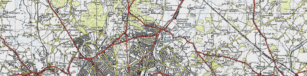 Old map of Swaythling in 1945