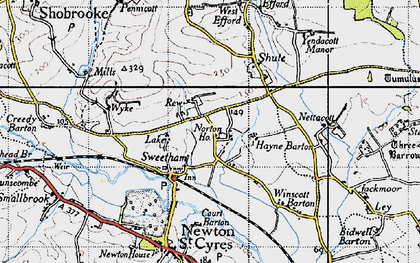 Old map of Sweetham in 1946