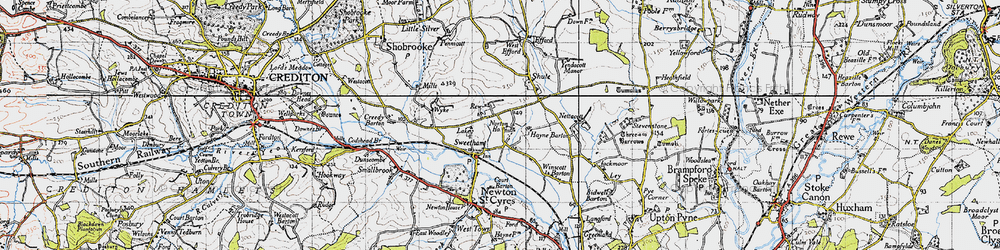 Old map of Sweetham in 1946