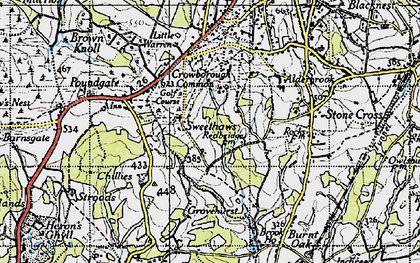 Old map of Sweethaws in 1940