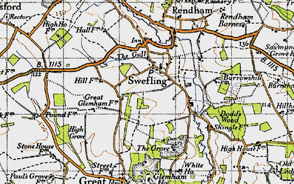 Old map of Sweffling in 1946