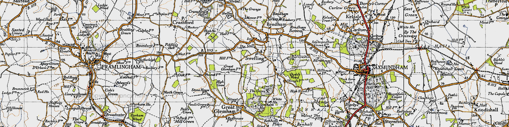 Old map of Sweffling in 1946