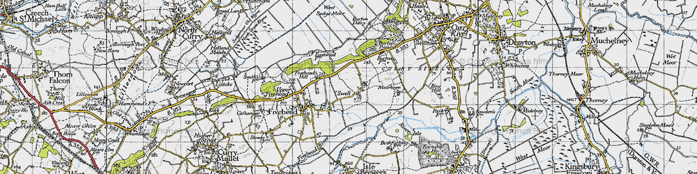 Old map of Swell in 1945