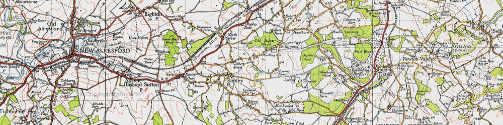 Old map of Swelling Hill in 1945