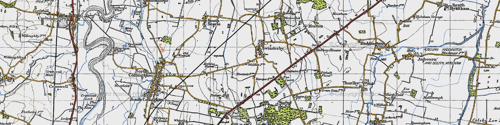 Old map of Swinderby in 1947