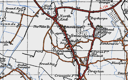 Old map of Swineshead in 1946