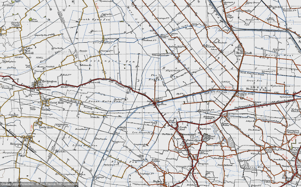 Old Map of Historic Map covering Algarkirk Fen in 1946