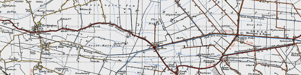 Old map of Algarkirk Fen in 1946