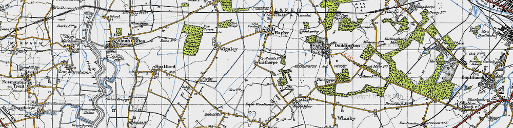 Old map of Swinethorpe in 1947