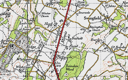 Old map of Swingfield Minnis in 1947