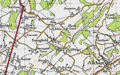 Old map of Swingfield Street in 1947