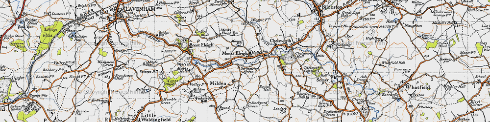 Old map of Swingleton Green in 1946