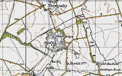 Old map of Swinhope in 1946