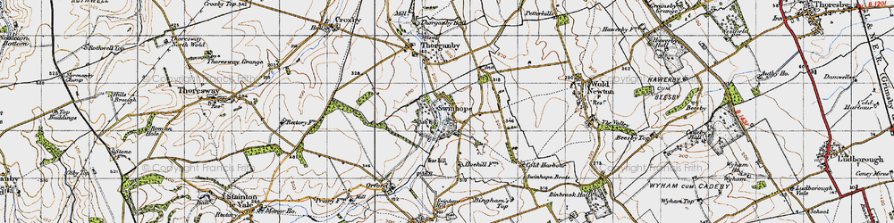 Old map of Swinhope in 1946