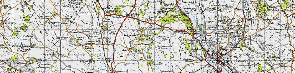 Old map of Swynnerton in 1946