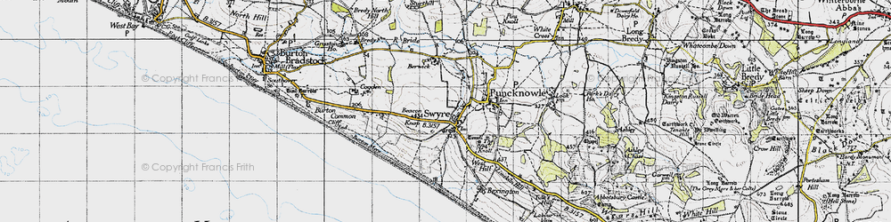Old map of Berwick in 1945