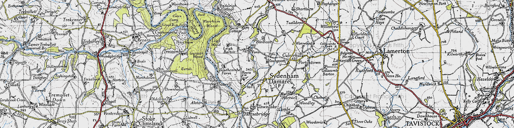 Old map of Sydenham Damerel in 1946
