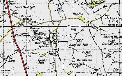 Old map of Sydling St Nicholas in 1945