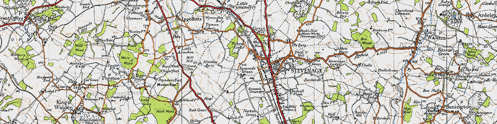 Old map of Symonds Green in 1946