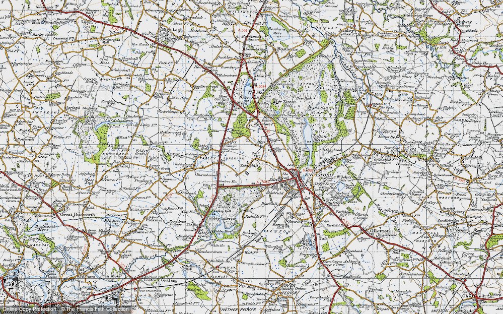 Old Map of Historic Map covering Knutsford Service Area in 1947