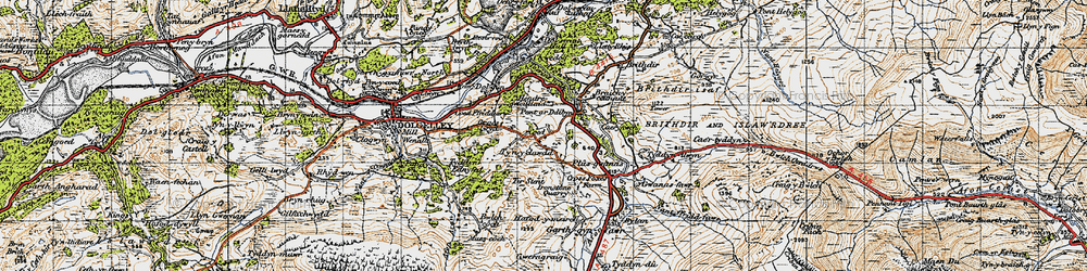 Old map of Afon Clywedog in 1947