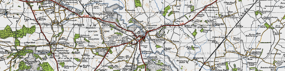 Old map of Tadcaster in 1947