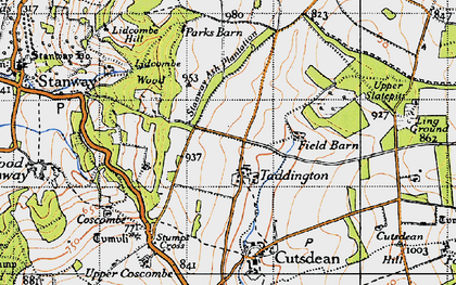 Old map of Taddington in 1946