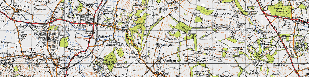 Old map of Taddington in 1946