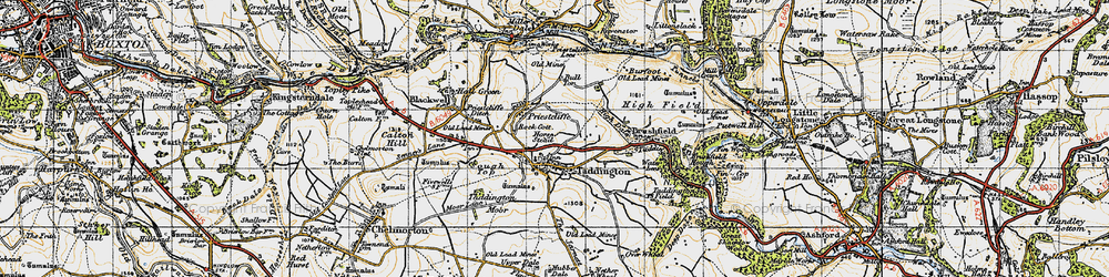 Old map of Taddington in 1947