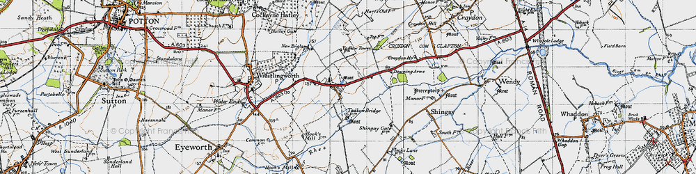 Old map of Tadlow in 1946