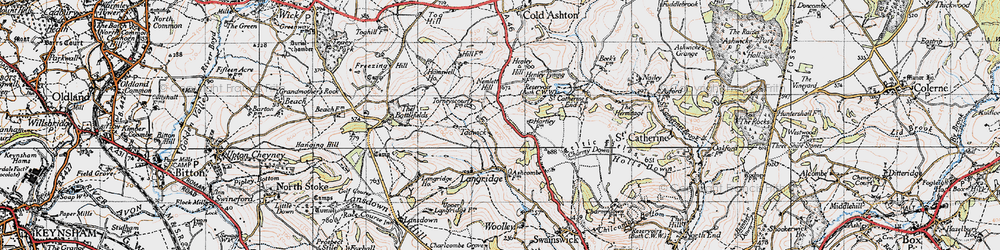 Old map of Tadwick in 1946