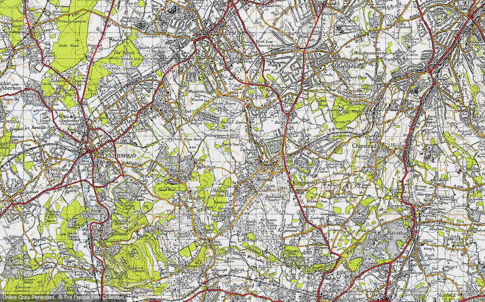 Old Map of Tadworth, 1945 in 1945