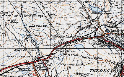 Old map of Tafarnaubach in 1947