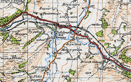 Old map of Tafolwern in 1947