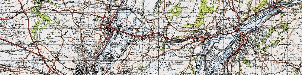 Old map of Tai'r-ysgol in 1947