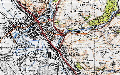Old map of Taibach in 1947