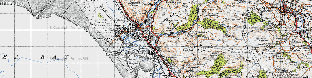 Old map of Taibach in 1947