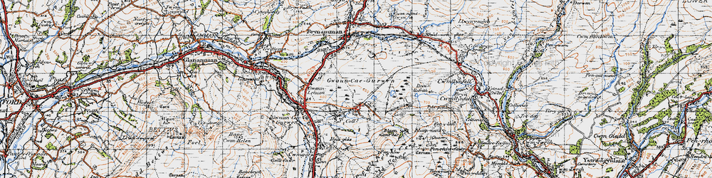 Old map of Tairgwaith in 1947
