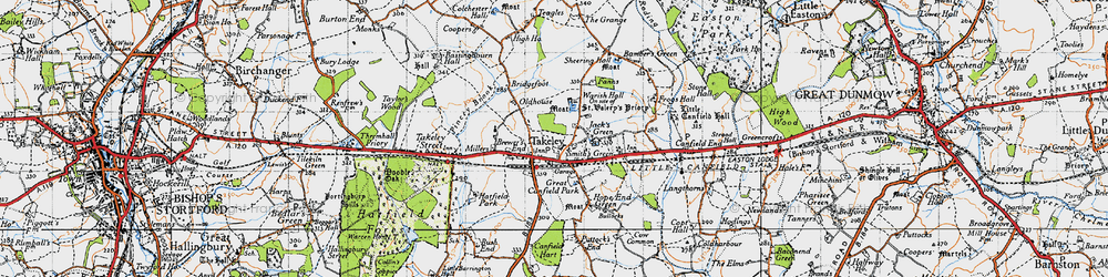 Old map of Takeley in 1946