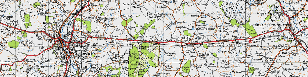 Old map of Takeley Street in 1946