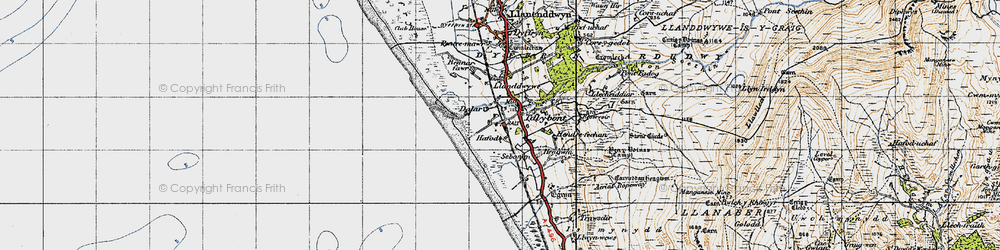 Old map of Tal-y-bont in 1947