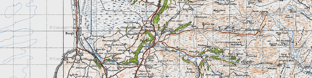 Old map of Tynrhelyg in 1947