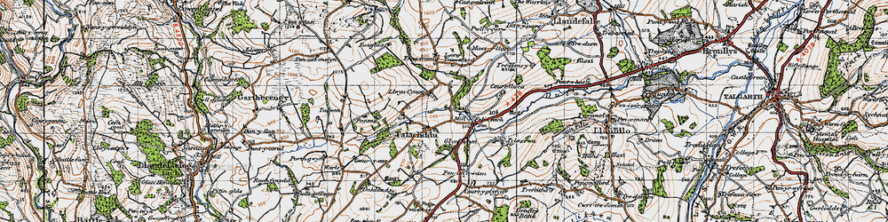 Old map of Talachddu in 1947
