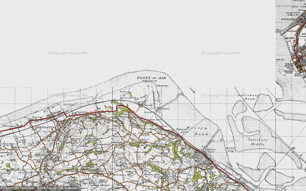 Old Map of Historic Map covering Wild Road in 1947