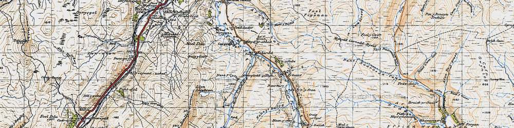 Old map of Afon Fechan in 1947