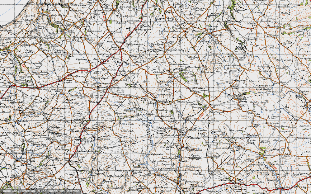 Old Map of Historic Map covering Brynawelon in 1947