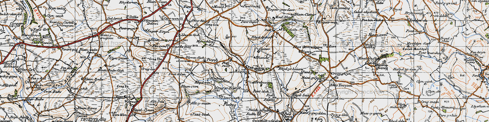Old map of Brynawelon in 1947