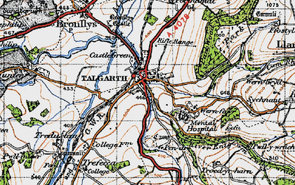 Old map of Troed-yr-harn in 1947