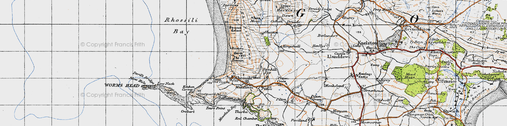 Old map of Talgarth's Well in 1946
